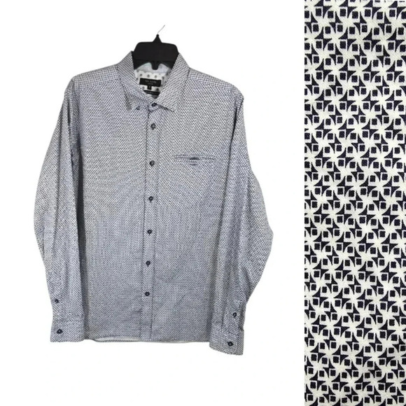 {Ted Baker London} Long Sleeve Button Down Pattern Shirt - Size 5 or XL - Picture 1 of 17